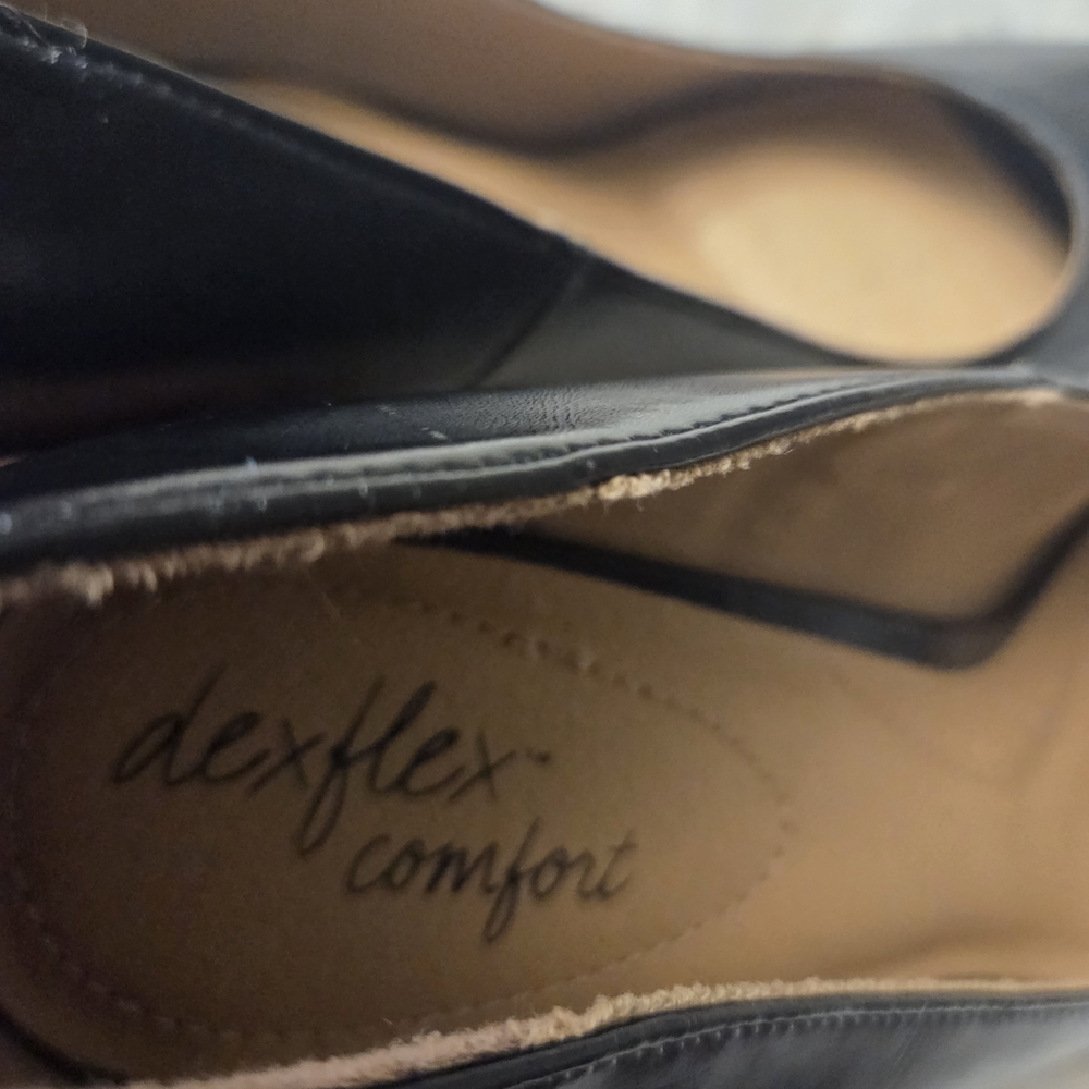 Dexflex Comfort Black Peep-Toe Wedges - Picture 5 of 5